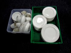Two crates of Poole tableware and white ceramic plates
