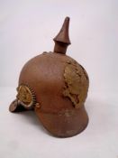 A Pickelhaube style helmet