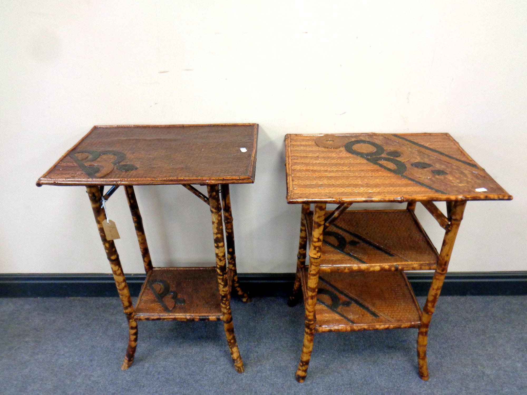 Two bamboo occasional tables