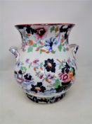 A large Victorian china twin handled vase