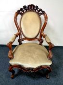 A good quality Victorian walnut armchair
