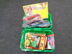 Two crates containing Only Fools and Horses DVD sets and vintage annuals,