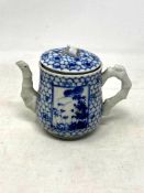 A Chinese porcelain blue and white teapot with six character mark to base, height 10 cm.