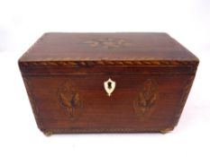 A 19th century inlaid mahogany tea caddy