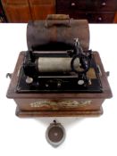 An Edison Standard phonograph in case with horn