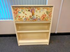 A painted fall front bureau with floral decoration,