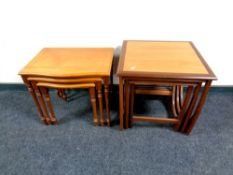A nest of teak G Plan tables together with a further contemporary nest of tables