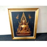 A contemporary oil on canvas depicting Buddha,