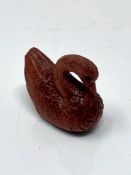 A Japanese carved fruitwood netsuke - Swan.