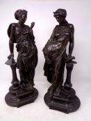 A pair of bronze effect classical style figures