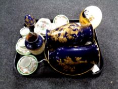 A tray containing Kaiser gilded china,