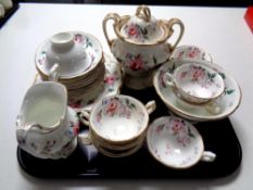 A small quantity of antique floral pattern tea china