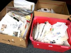 Three large boxes containing a large quantity of first day covers,