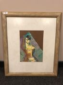 A contemporary watercolour depicting a nude study,