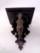 Late 19th Century Ebonised Wall Bracket, with turned and fret cut decorations,