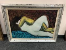 Continental school : A naked embrace, oil on canvas,