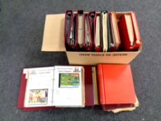 A box containing a quantity of stamp albums,