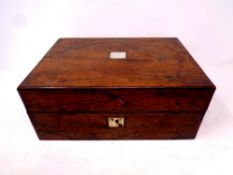 A 19th century rosewood jewellery box with mother of pearl top