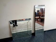 Two contemporary all glass mirrors