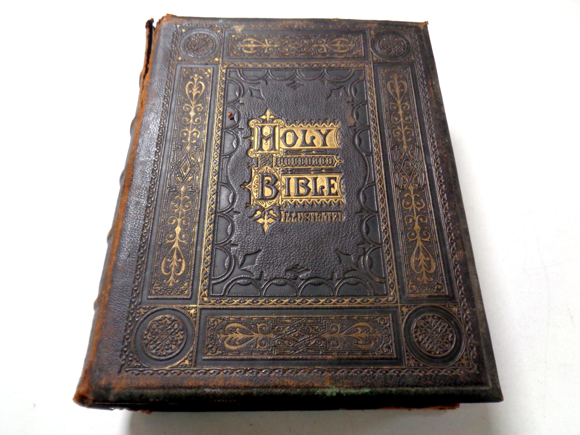 A Victorian leather bound holy bible