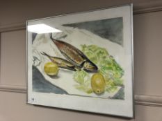 Continental school : watercolour still life with fish,
