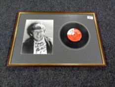 A John Leyton signed photograph, framed with Johnny Remember Me 45 single,