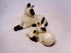Two Royal Doulton Siamese cat figures