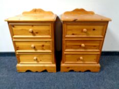 A pair of pine three drawer chests,