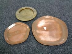 Two copper advertising trays, Teacher's Highland Cream,