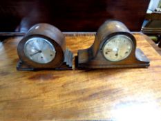 Two Edwardian oak mantle clocks