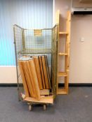 A pine shelving system comprising of five upright bays and a quantity of adjustable shelves,