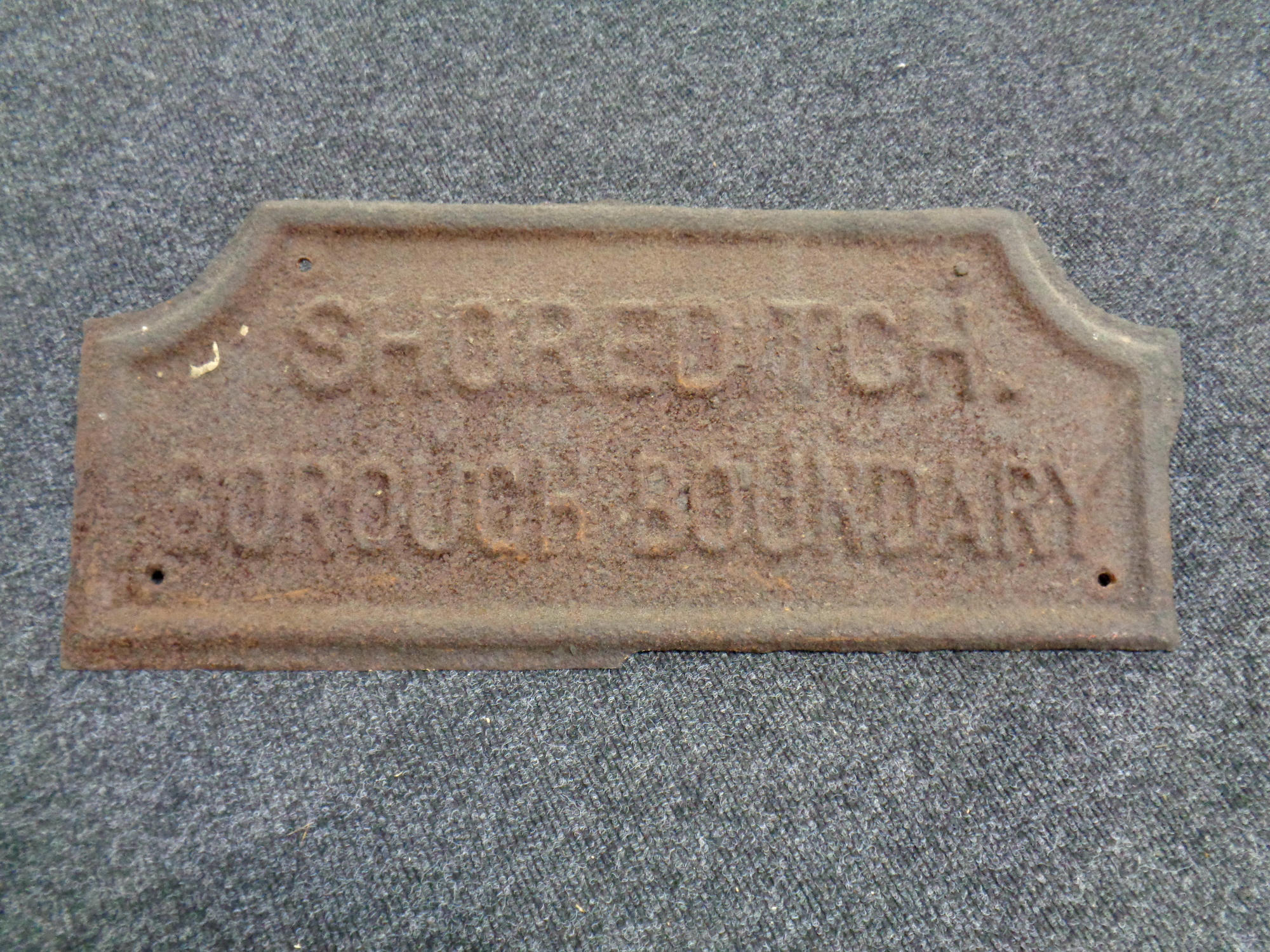 A cast iron Shoreditch Borough boundary sign