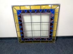 A stained leaded glass panel,