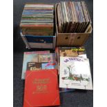 Two boxes containing a large quantity of vinyl LPs to include opera,