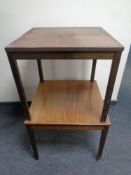 A mid 20th century Danish teak square coffee table together with a further coffee table with a