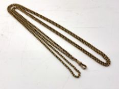 A 9ct gold long guard chain, length 144 cm, 15.8g.