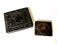 An ornate cast resin daguerreotype case together with one further similar box