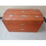 A painted antique wooden trunk (red)