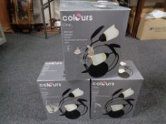 Three colours Cloe wall lights (boxed)