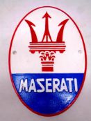 A cast iron Maserati plaque