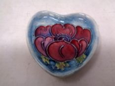 A Moorcroft heart shaped pin dish