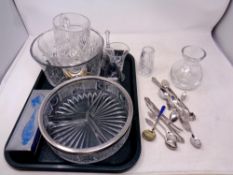 A tray containing assorted cut glass, Edinburgh crystal tankard,