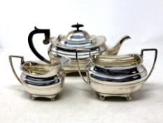A silver three-piece tea service, Fordham & Faulkner,