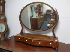 A 19th century inlaid mahogany dressing table mirror fitted three drawers