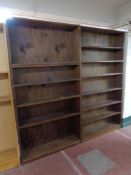 A pair of mid 20th century ply and stained beech open bookshelves CONDITION REPORT: