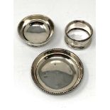 An Irish silver small dish, Dublin 1966, together with a further small silver dish and napkin ring,