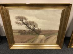 Continental school : Trees by a white building, oil on canvas,