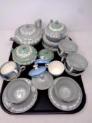 A tray containing assorted Wedgwood Barlaston of Etruria tea china