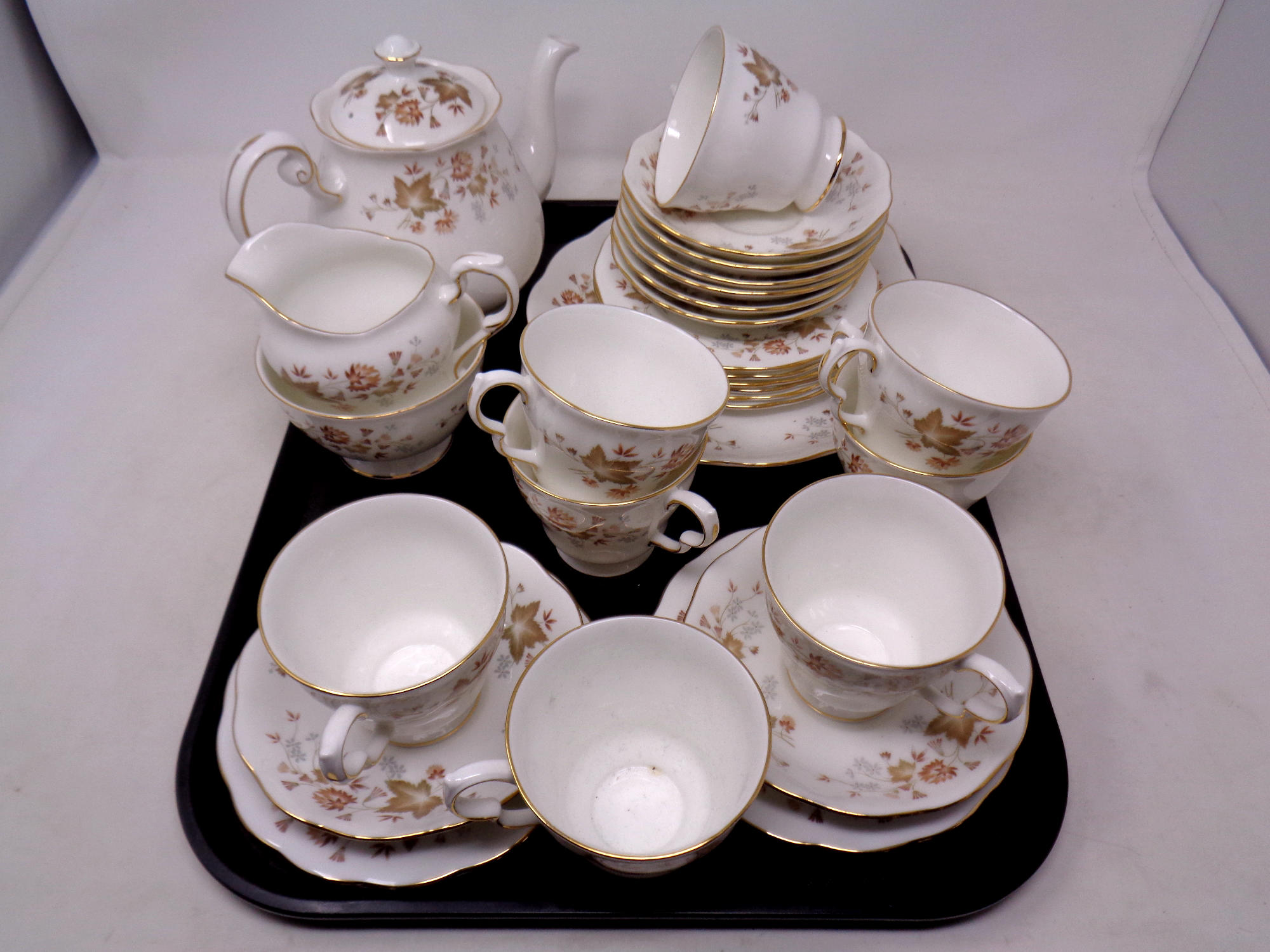 A tray containing a 28 piece Colclough Avon bone china tea service