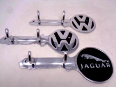 Three aluminium car key racks,